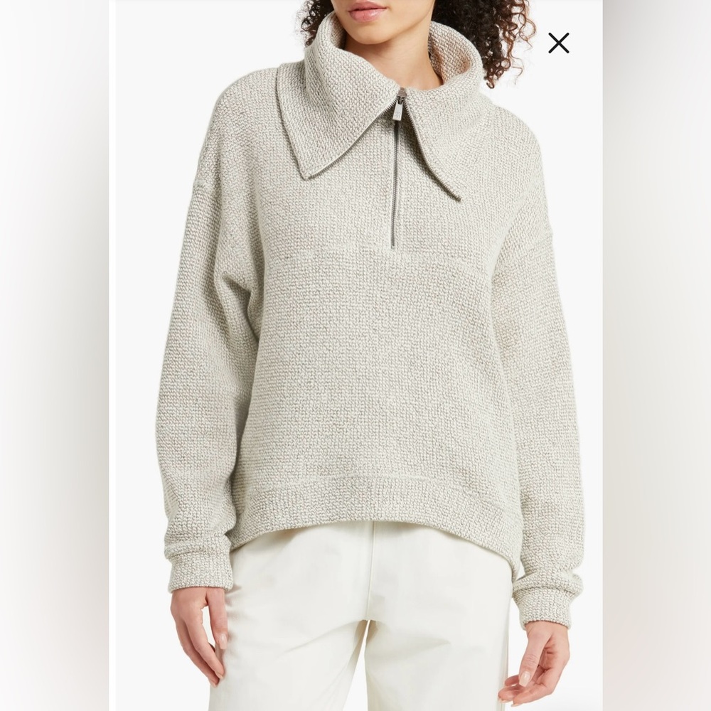 Sweaty Betty Restful Lily White (cream) Bouclé Half Zip Pullover, US Size 6